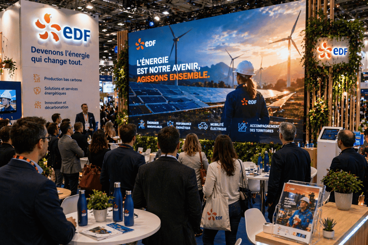 stand EDF avec écran géant LED en salon professionnel en Isère Savoie Haute-Savoie