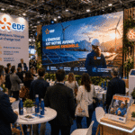 stand EDF avec écran géant LED en salon professionnel en Isère Savoie Haute-Savoie